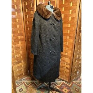 Vintage Hutzler’s Wool Coat Mink Collar Union Made USA Women’s M